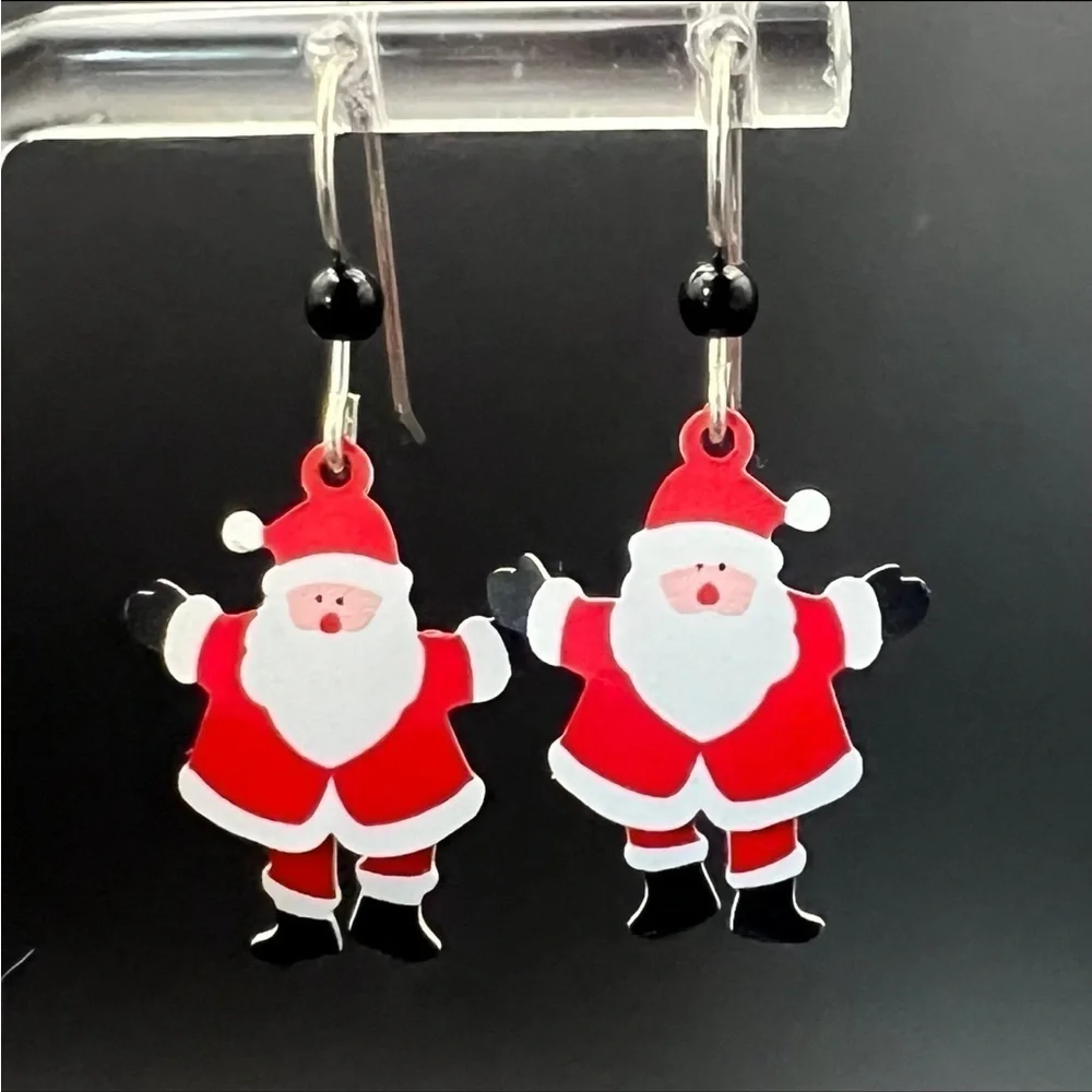 Santa Claus Christmas Earrings – Festive Holiday Jewelry with 925 Silver Hooks